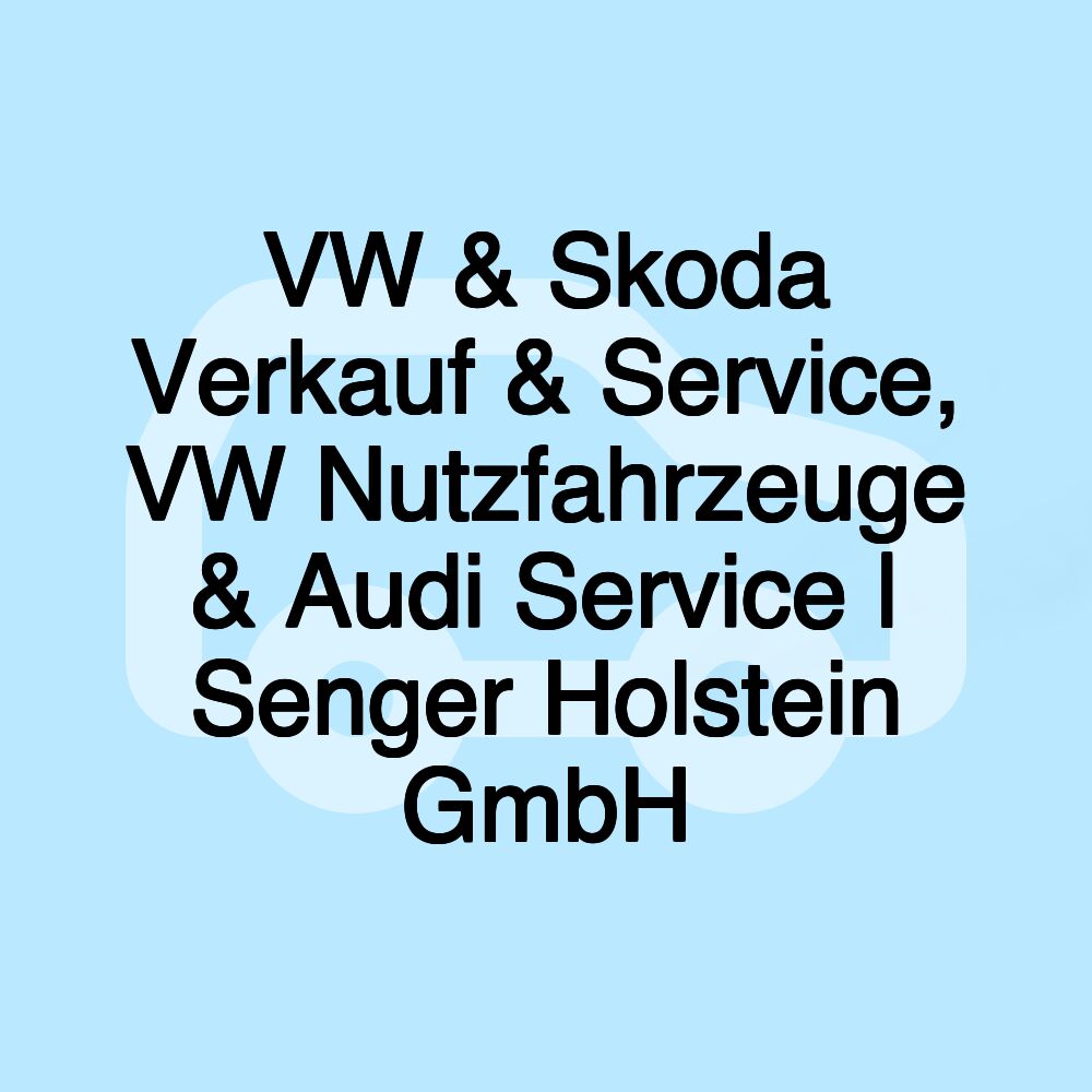 VW & Skoda Verkauf & Service, VW Nutzfahrzeuge & Audi Service | Senger Holstein GmbH