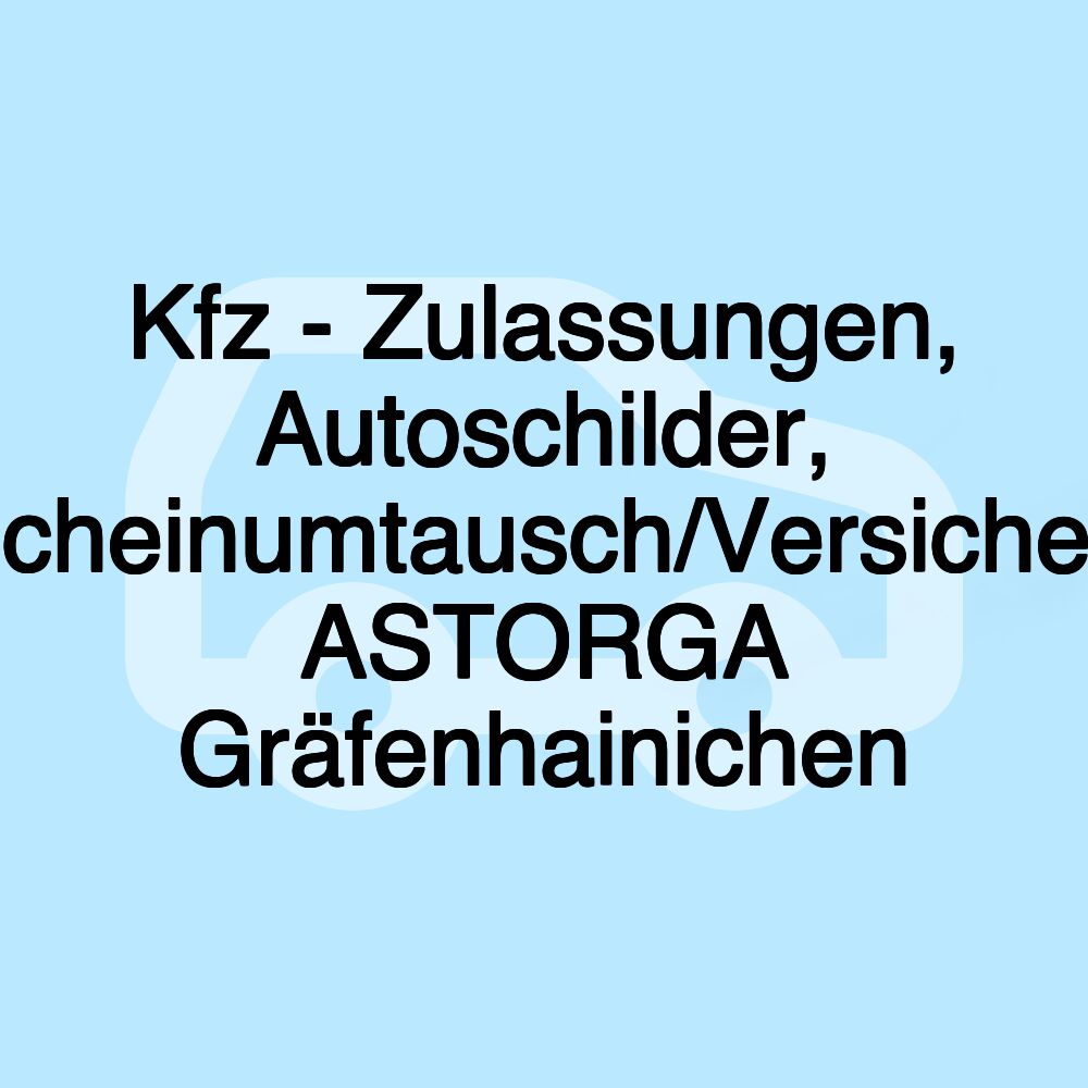 Kfz - Zulassungen, Autoschilder, Führerscheinumtausch/Versicherungen, ASTORGA Gräfenhainichen Kfz - Zulassungen, Autoschilder, Führerscheinumtausch/Versicherungen, ASTORGA Gräfenhainichen